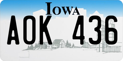 IA license plate AOK436