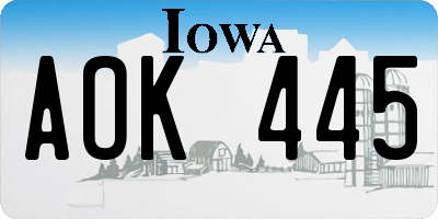 IA license plate AOK445