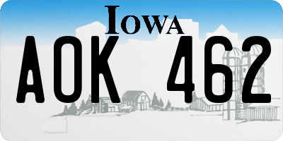 IA license plate AOK462