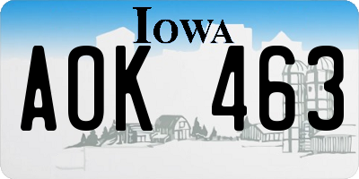 IA license plate AOK463