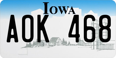 IA license plate AOK468
