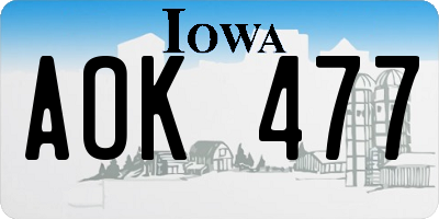 IA license plate AOK477