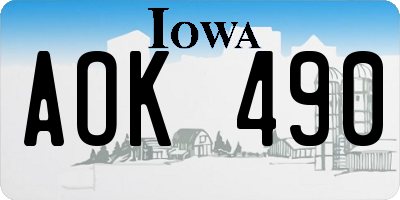 IA license plate AOK490
