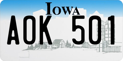 IA license plate AOK501