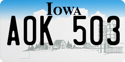IA license plate AOK503