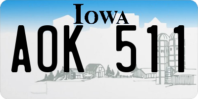 IA license plate AOK511