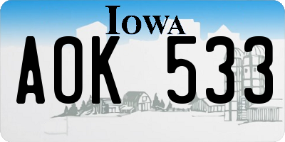 IA license plate AOK533