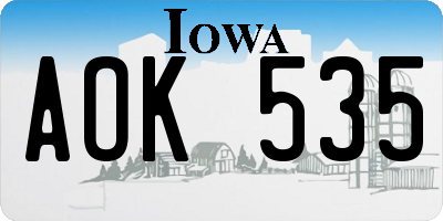 IA license plate AOK535