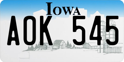 IA license plate AOK545