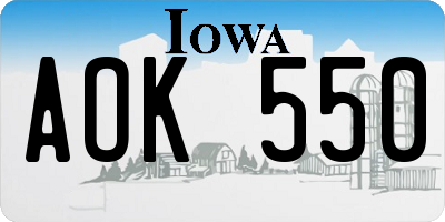 IA license plate AOK550