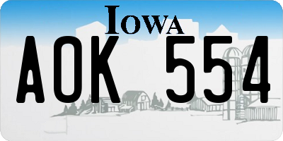 IA license plate AOK554