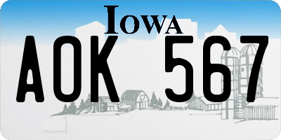 IA license plate AOK567