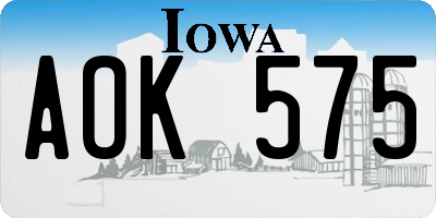 IA license plate AOK575
