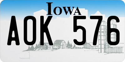 IA license plate AOK576