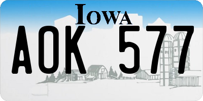 IA license plate AOK577