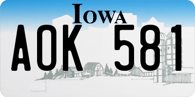 IA license plate AOK581