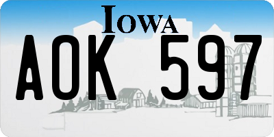 IA license plate AOK597