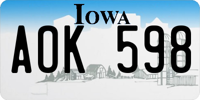 IA license plate AOK598
