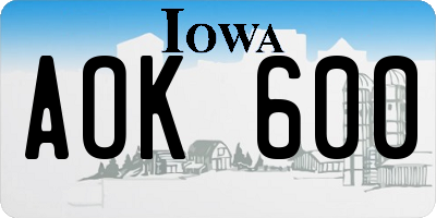 IA license plate AOK600
