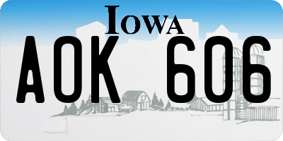 IA license plate AOK606