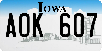 IA license plate AOK607