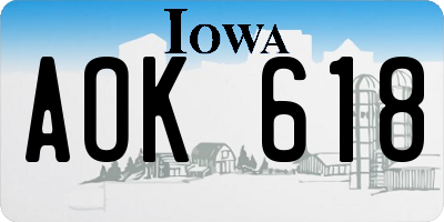 IA license plate AOK618