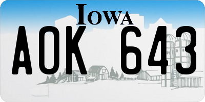 IA license plate AOK643