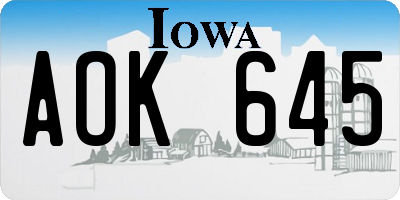 IA license plate AOK645