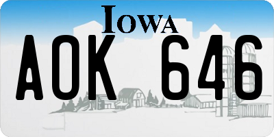 IA license plate AOK646