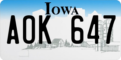 IA license plate AOK647