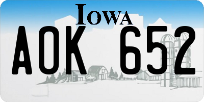 IA license plate AOK652