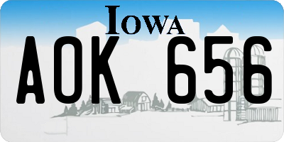 IA license plate AOK656