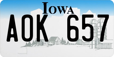 IA license plate AOK657
