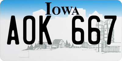 IA license plate AOK667