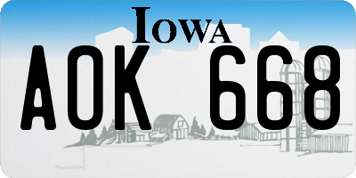 IA license plate AOK668