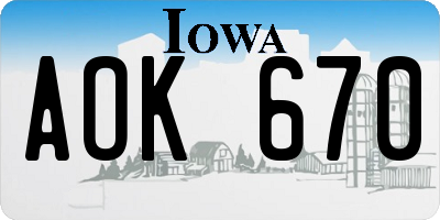IA license plate AOK670