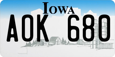 IA license plate AOK680
