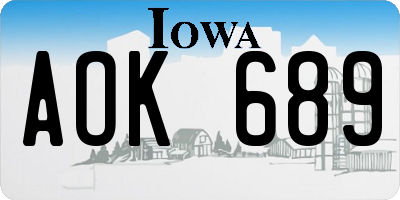 IA license plate AOK689