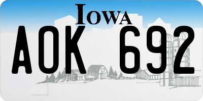IA license plate AOK692