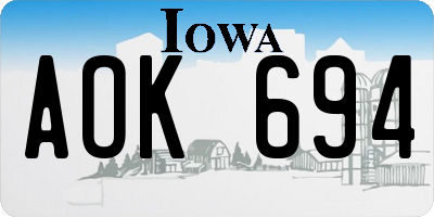 IA license plate AOK694
