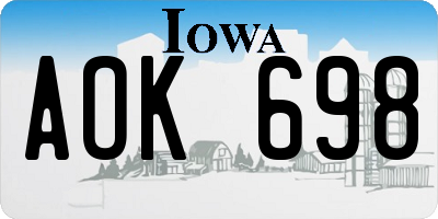IA license plate AOK698