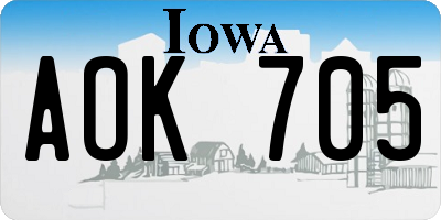 IA license plate AOK705