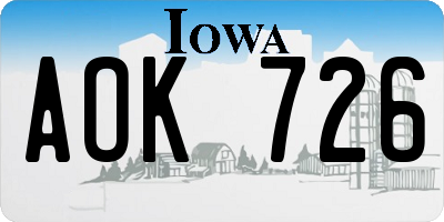 IA license plate AOK726
