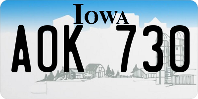 IA license plate AOK730