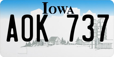 IA license plate AOK737