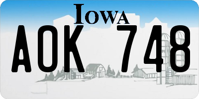 IA license plate AOK748