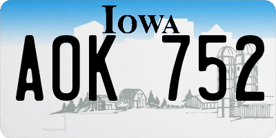 IA license plate AOK752