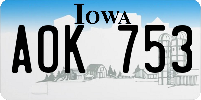 IA license plate AOK753