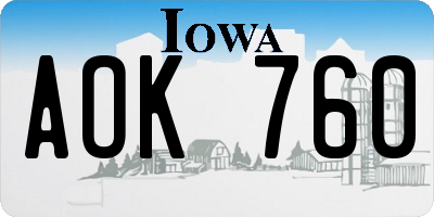 IA license plate AOK760
