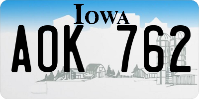 IA license plate AOK762